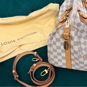 Louis Vuitton Tan and Cream Checkered Shoulder Bag